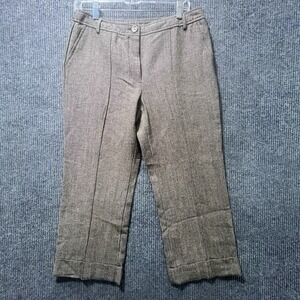 New York and Company Brown Twill Cropped Pants Womens Size 8 Stretch Trousers
